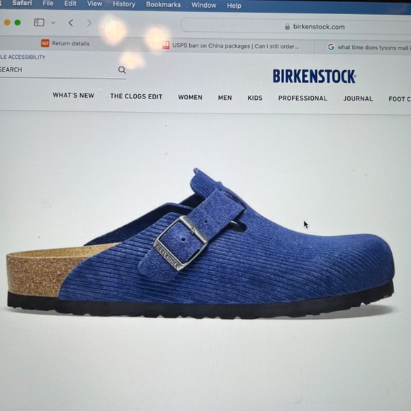 Birkenstock Boston Suede Embossed Corduroy Indigo Size 40 Medium/Narrow *NWOT* - Picture 3 of 15